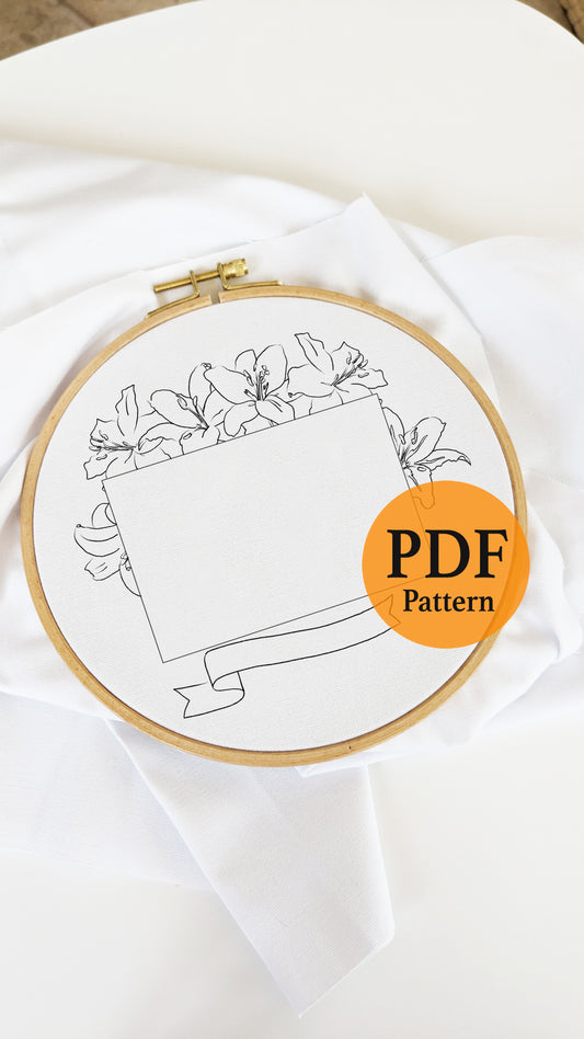 Floral Frame Embroidery Pattern