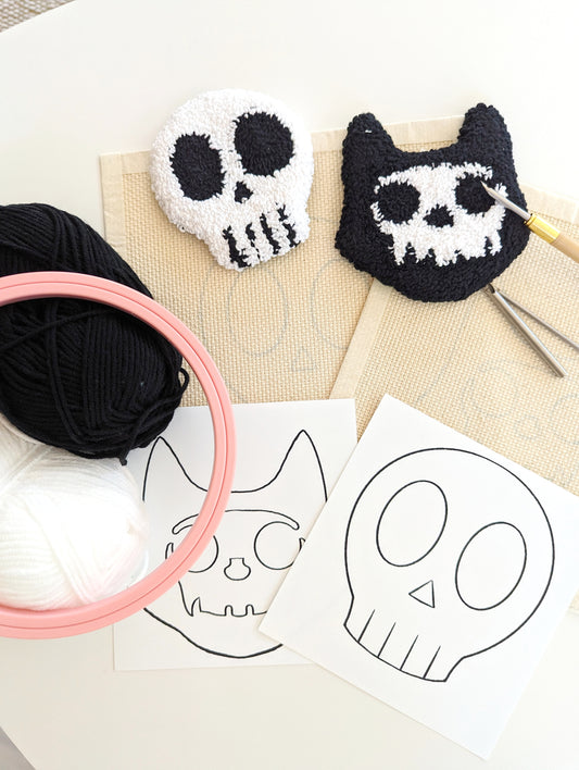 Punch needle kit _ Skull coaster